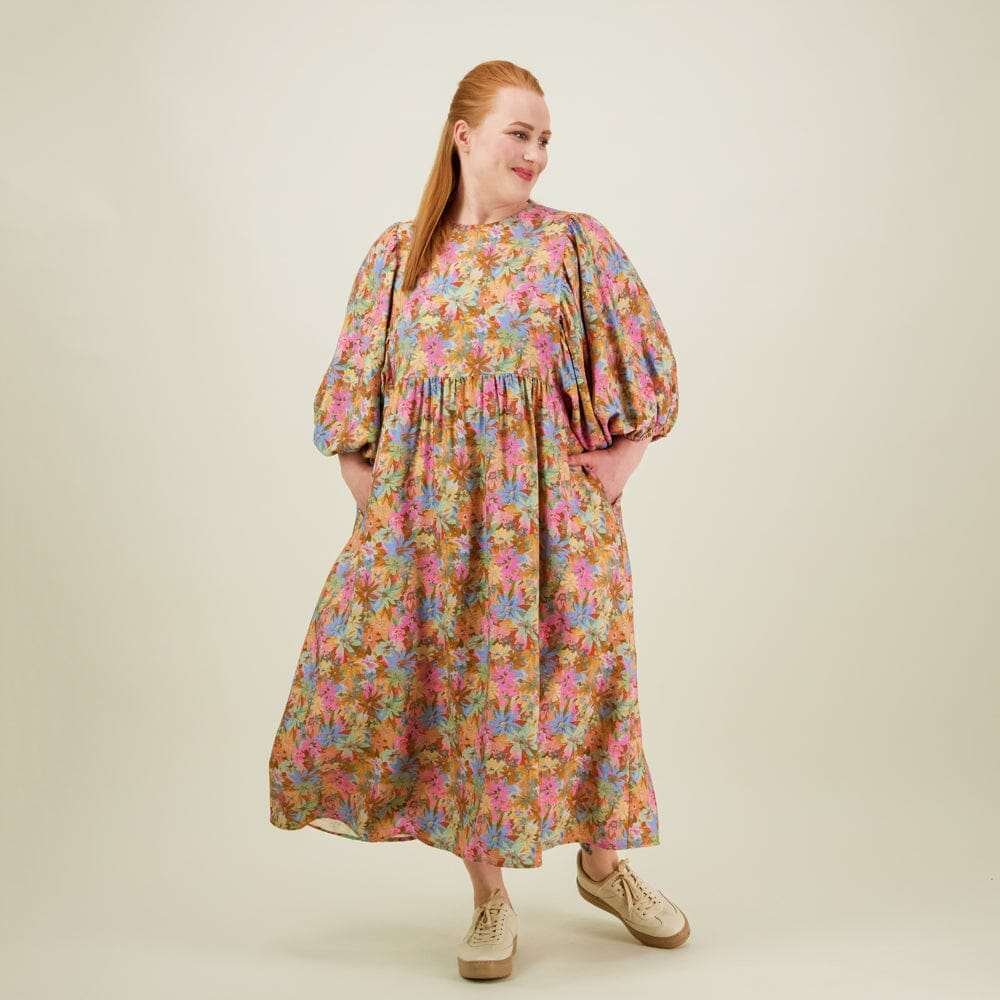 Lilly Volume Sleeve Midi Dress -Mekko - L