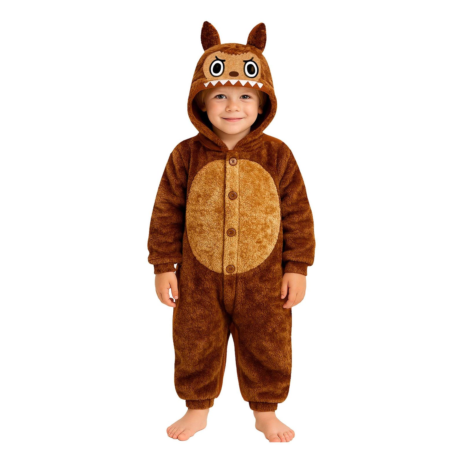 Lulu Monster Ruskea Onesie Lasten Naamiaisasu - Large