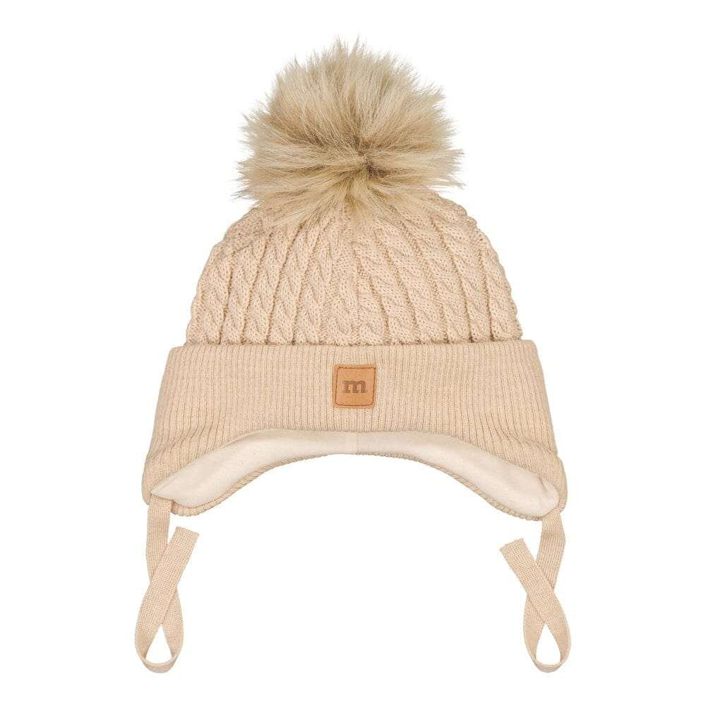 Fur Pom Cable Baby Beanie -Merinovillapipo | Not So Muddy Boots - 0-2M