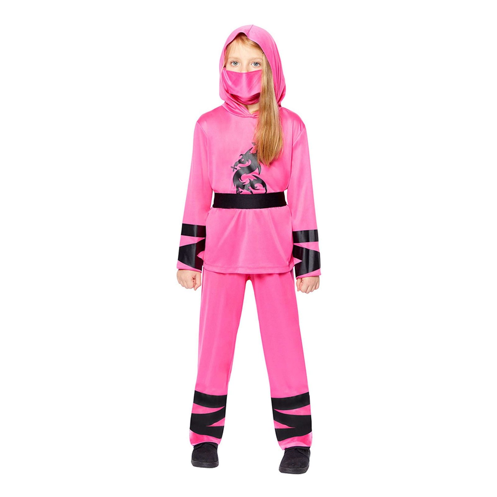 Vaaleanpunainen Ninja Lasten Naamiaisasu - X-Large