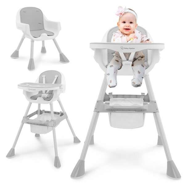 Säädettävä syöttötuoli lapsille Moby-System Magnolia 2in1 – harmaa
