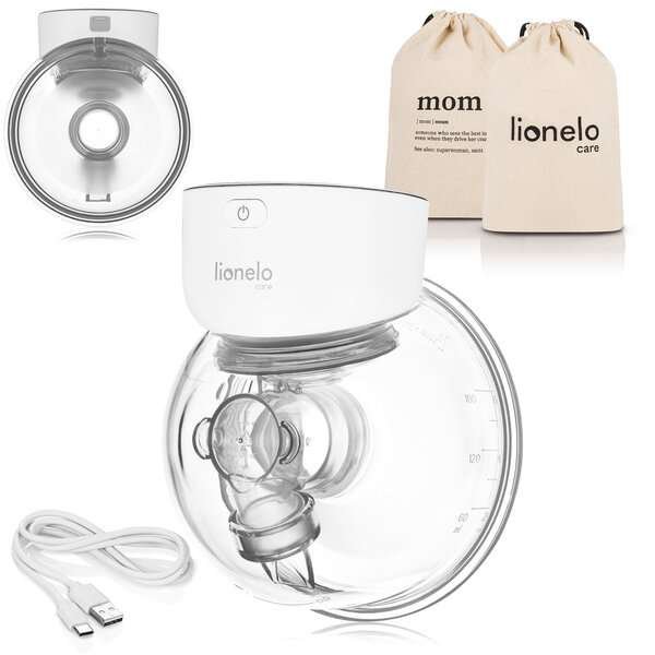 Langaton puettava rintapumppu Hands Free 2-vaiheinen, 9 tasoa, 180 min, 180 ml, 5 silikonisuppiloa, Lionelo Fidi Free Simple