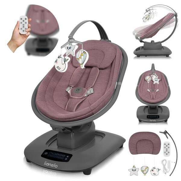 Keinu sitteri, 5 keinutustilaa, kaukosäädin Lionelo Blossom Pink Mauve