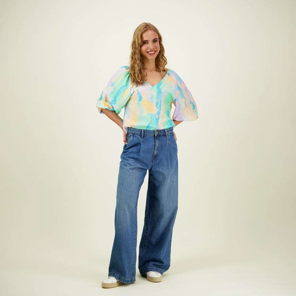 Sunset Volume Sleeve Blouse -Paita - L