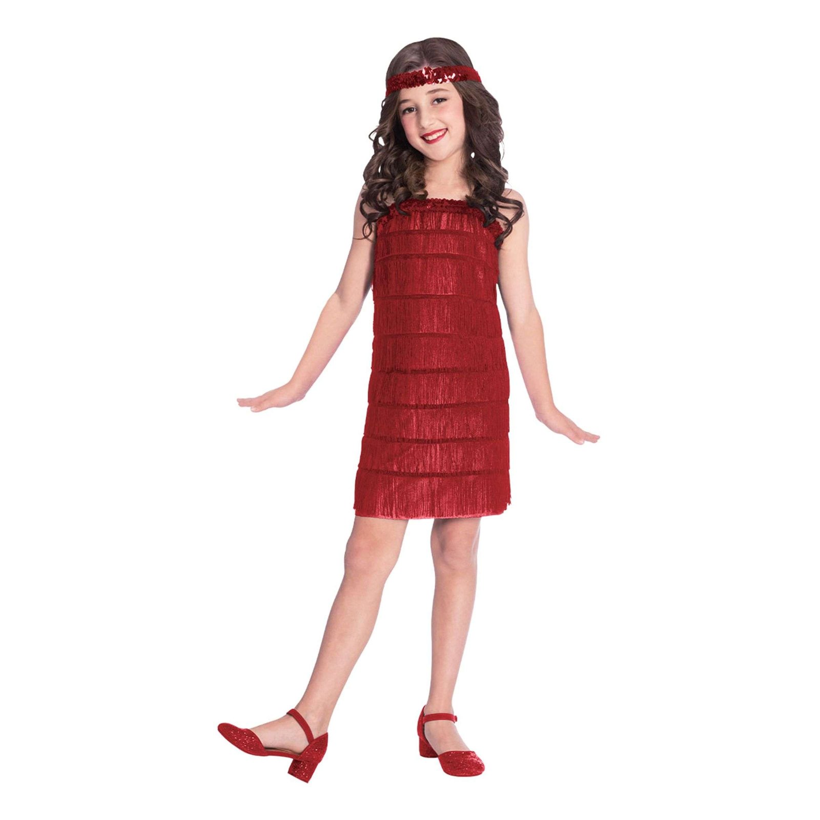 Punainen Flapper Mekko Lasten Naamiaisasu - Medium