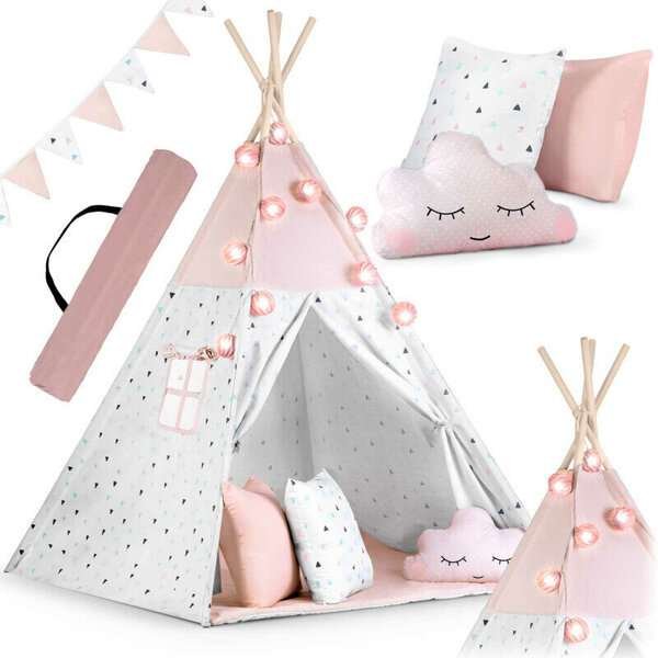 Nukida Tipi Teltta lapsille Garlandilla ja tyynyillä