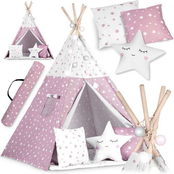 Wigwam - teltta tarvikkeineen Nukido, pinkki/valkoinen