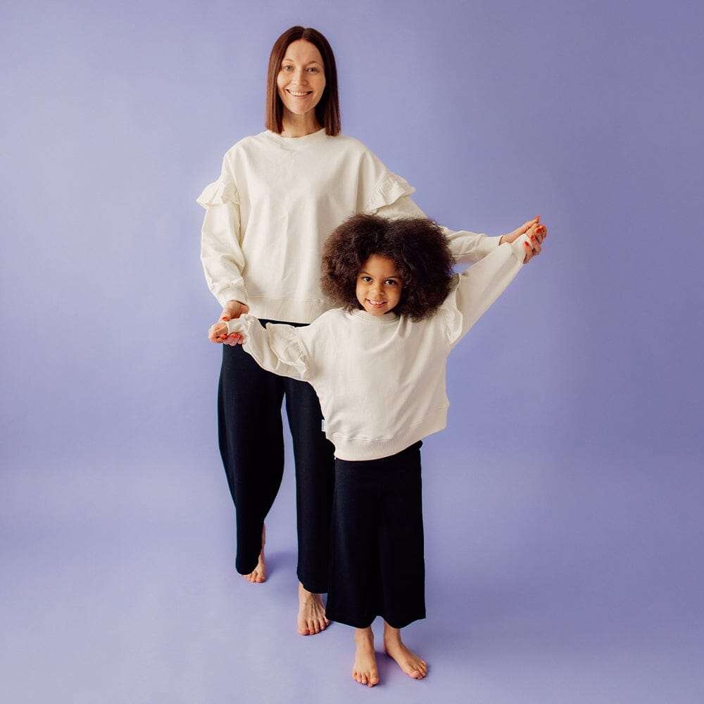 Women's Frill Sweater -Collegepaita | Vanilla - L