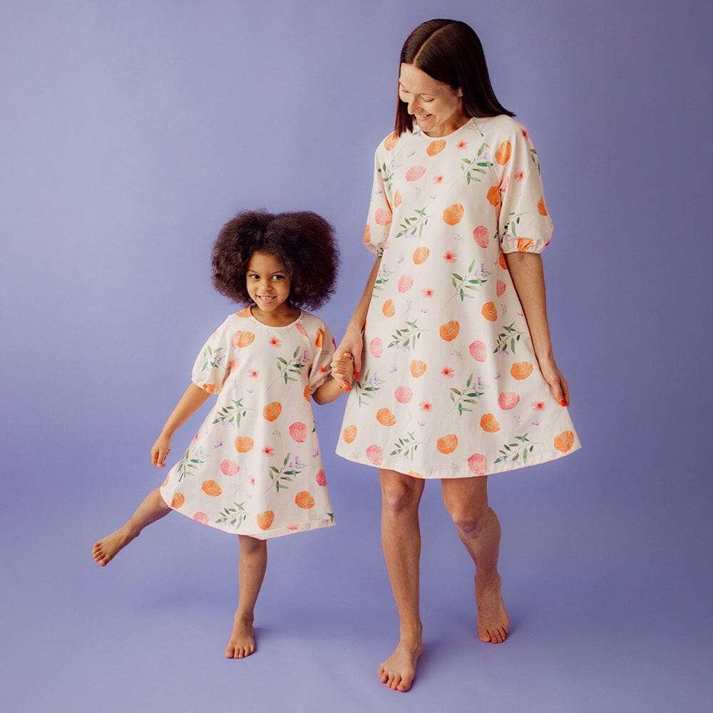 Women's Lovely Puff Sleeve Tunic Dress -Mekko | Vanilla - L
