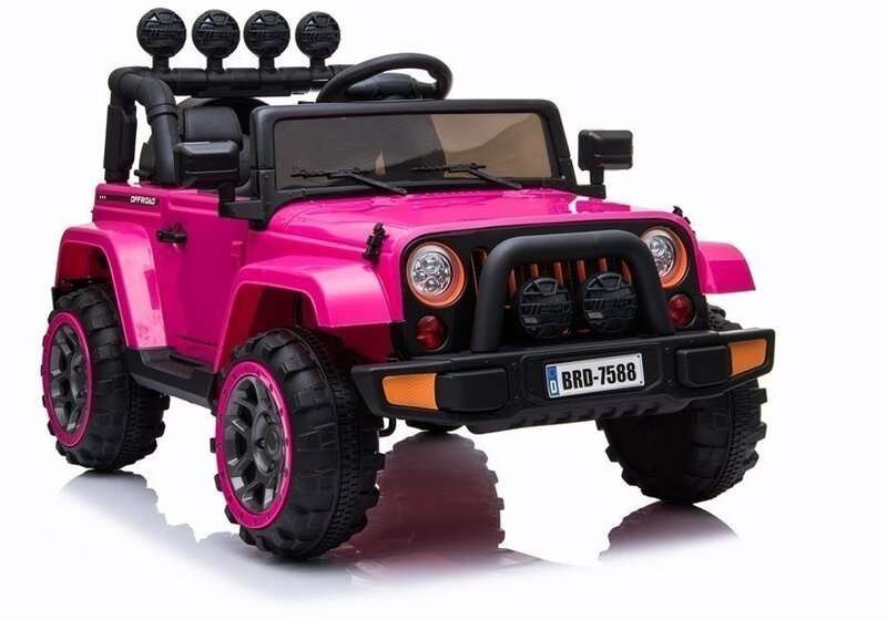 Yksipaikkainen sähköauto lapsille Jeep BRD-7588, vaaleanpunainen
