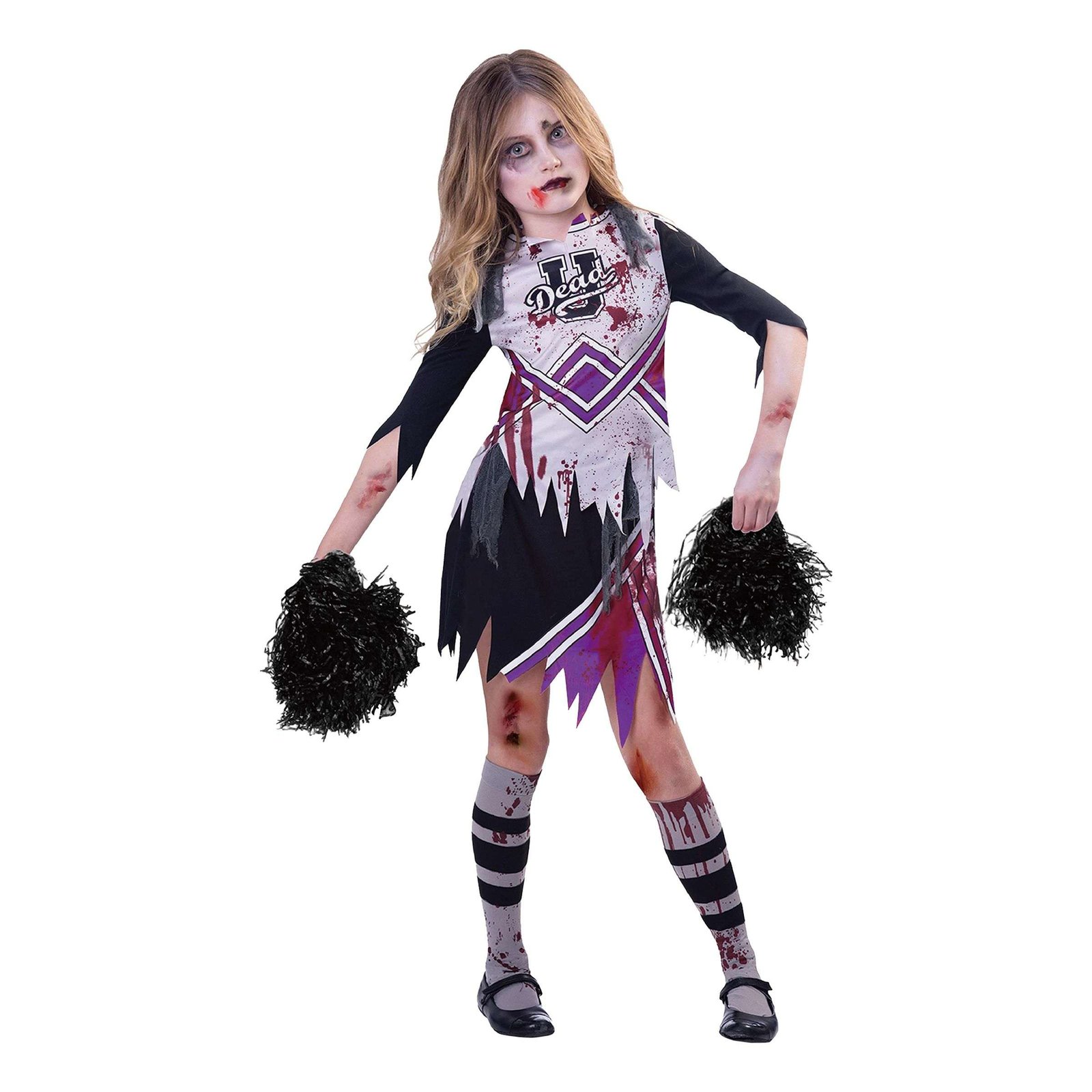 Zombi Cheerleader Violetti Lasten Naamiaisasu - Large