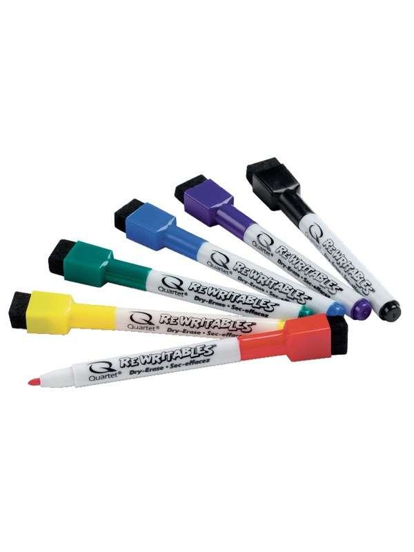 Nobo Quartet ReWritables - Marker - Black, Red, Blue, Green, Yellow, Purple (Pack of 6)