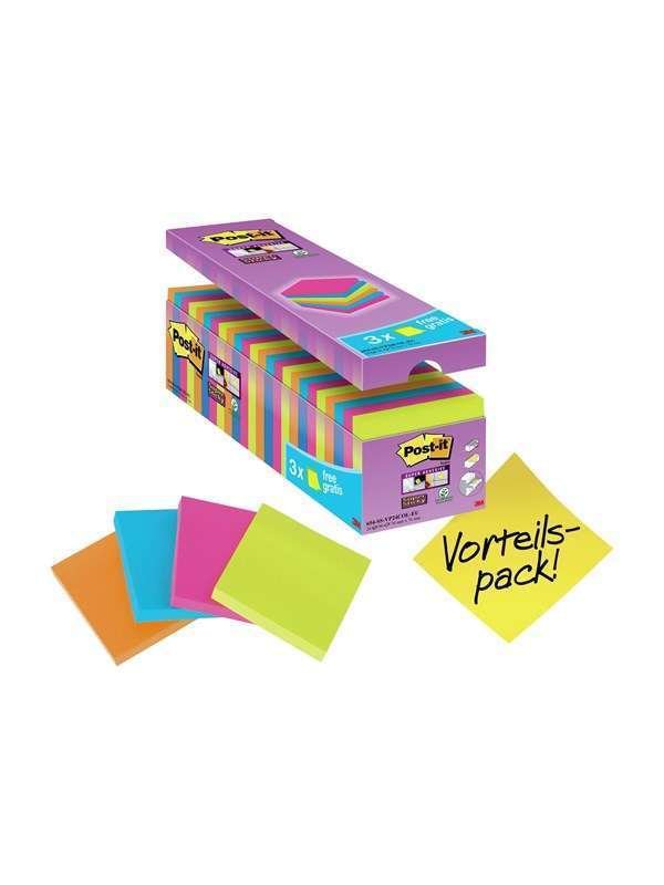 3M Post-it Super Sticky 76x76mm 24x 90 arkkia Sekalaiset värit