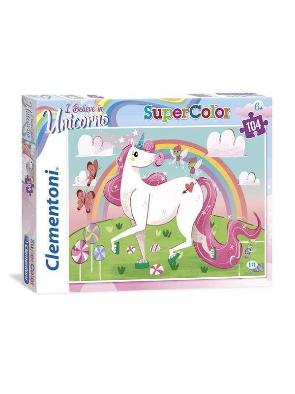 Clementoni 104 kpl palapeliä Kids SuperColors Unicorn -aiheella.