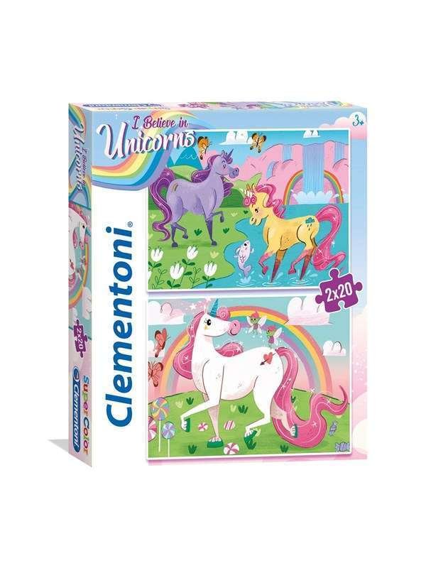 Clementoni 2x20 pcs. Puzzles Kids SuperColors Unicorn Lattia