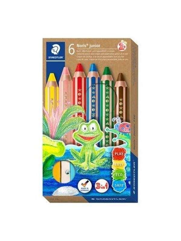 Staedtler Noris® junior 140 -setti, jossa on 6 värillistä lyijykynää eri väreissä.