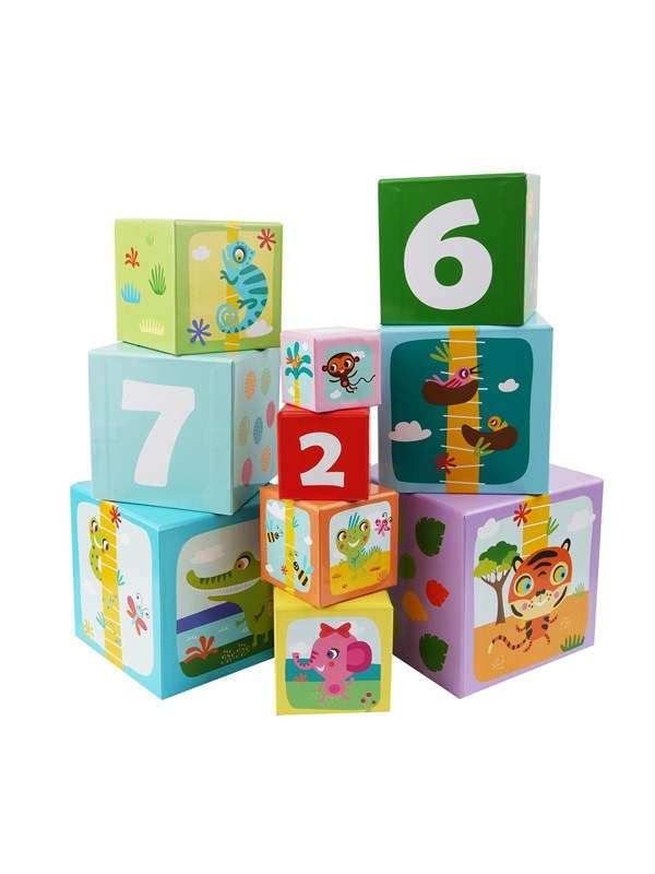 Barbo Toys Pienet kirkkaat - 10 pinottavaa kuutiota - safarilla