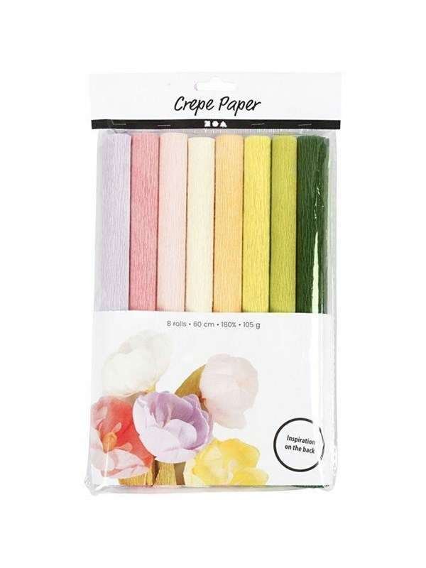 Creativ Company Crepe-paperi pastelliväreissä 8 arkkia