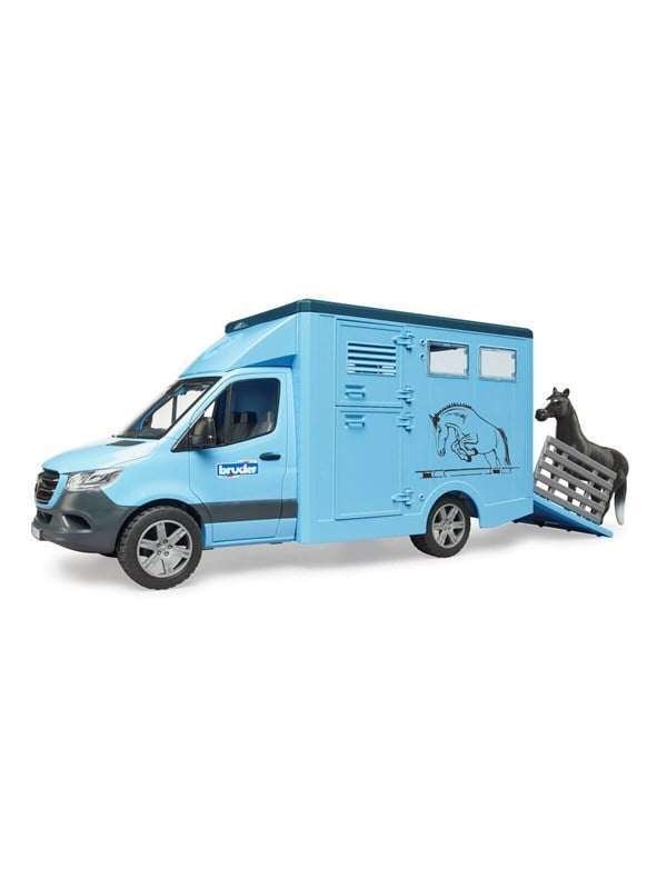 Bruder Mercedes-Benz Sprinter -eläinkuljetusauto ja 1 hevonen