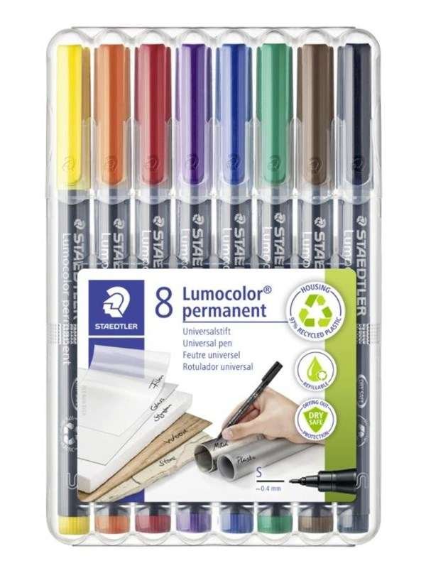 Staedtler Lumocolor 313 - marker - Musta Punainen Sininen Vihreä Keltainen Oranssi Ruskea Violetti (pack of 8)