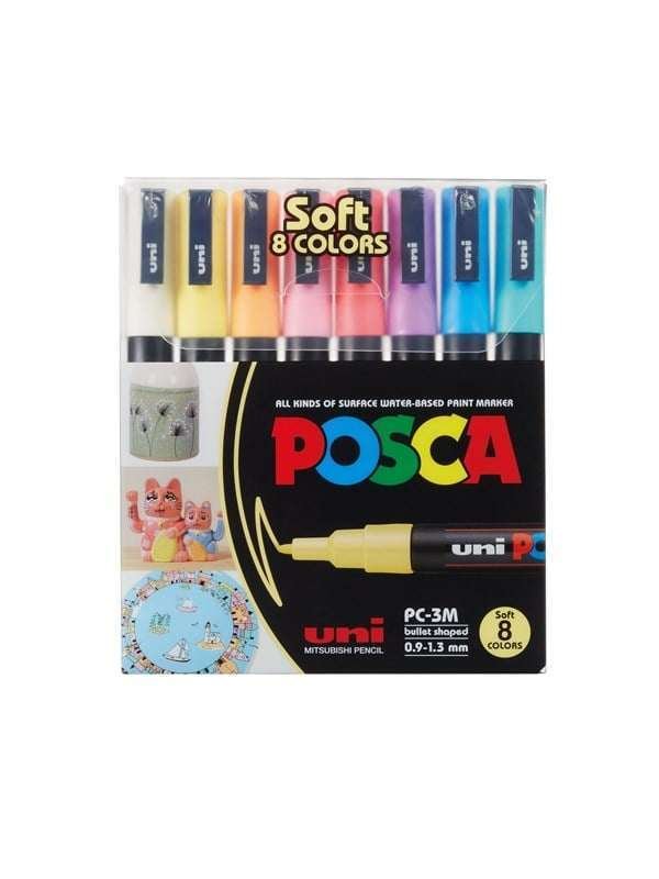 POSCA marker -kynäpakkaus Soft Colors PC-3M 8 kpl