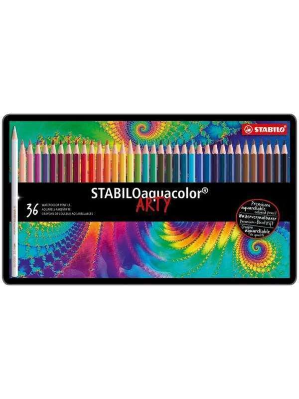 STABILO aquacolor® Vesiväritettävä värikynäsarja metallirasiassa, jossa on 36 kynää.