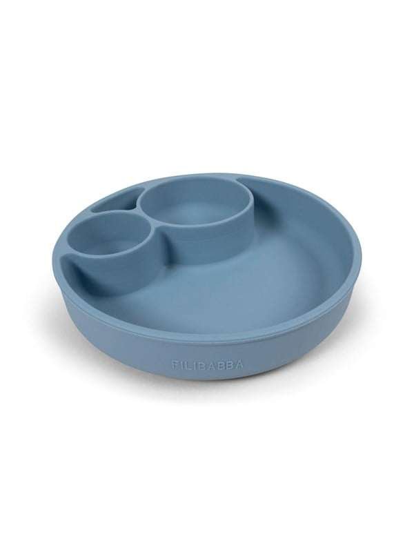 Filibabba Silicone divided plate - Powder Sininen