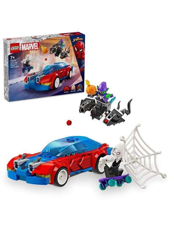 LEGO Super Heroes 76279 Spider-Manin kilpa-auto ja Venomin Vihreä Menninkäinen