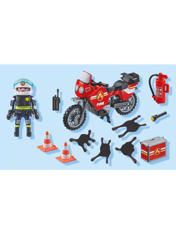 Playmobil Toiminta - Palomoottoripyörä ja öljyvuoto-onnettomuus