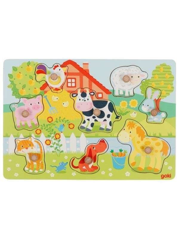 Goki - Farm animals lift-out puzzle - (57392) Puu