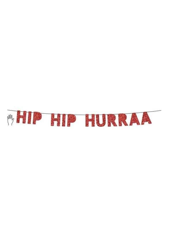 SCANSEASON Guirlande HIP HIP HURRA rød glitter