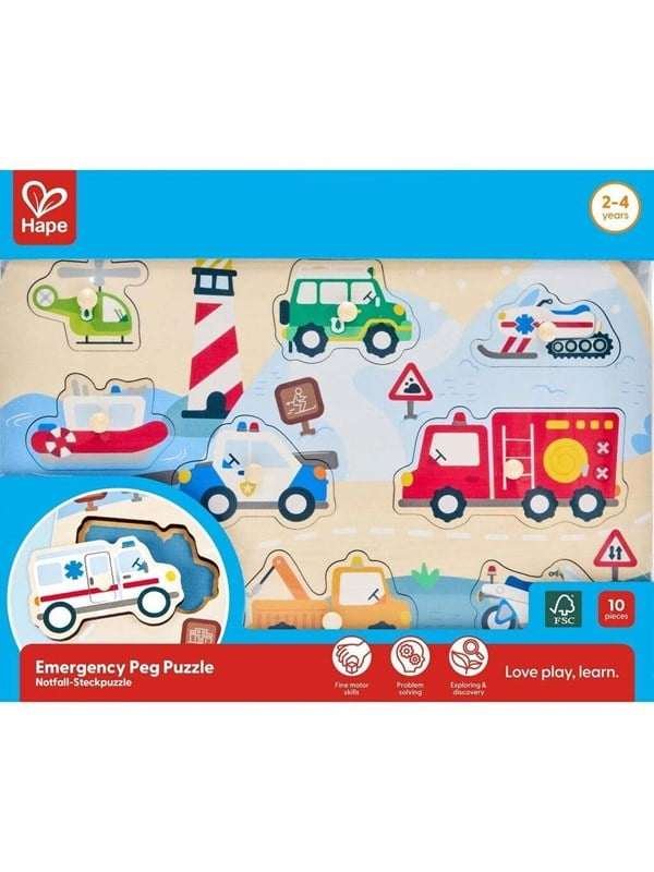 Hape Emergency Vehicles Peg Puzzle