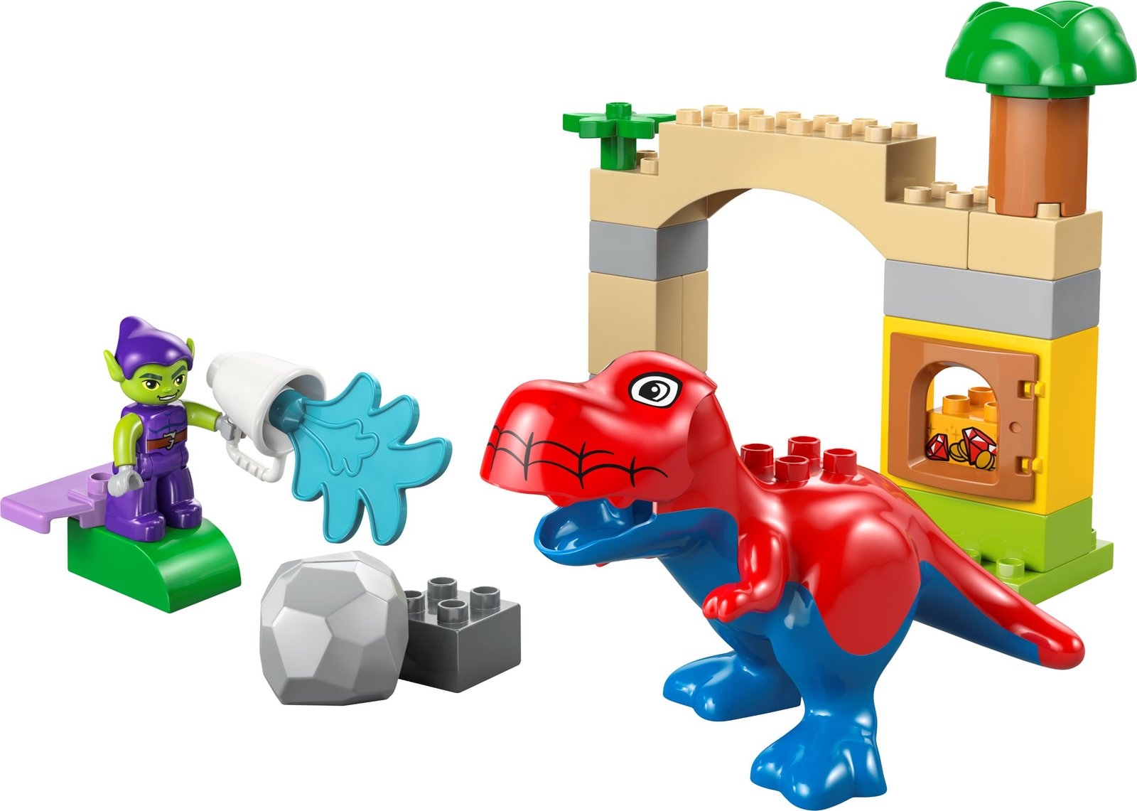 Spidey-Rex-dinosaurus vs. Green Goblin