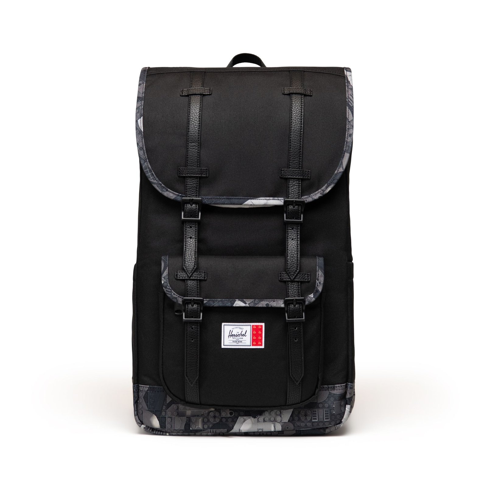 Herschel Little America ‑reppu - musta / abstraktit palikat, musta