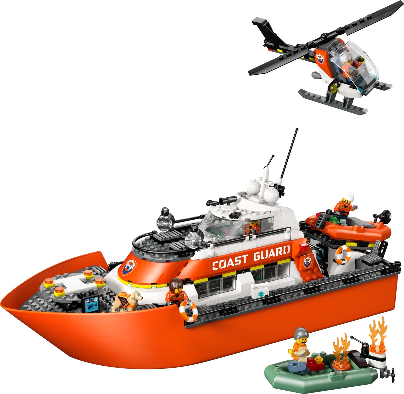 Rannikkovartioston pelastusalus ja helikopteri