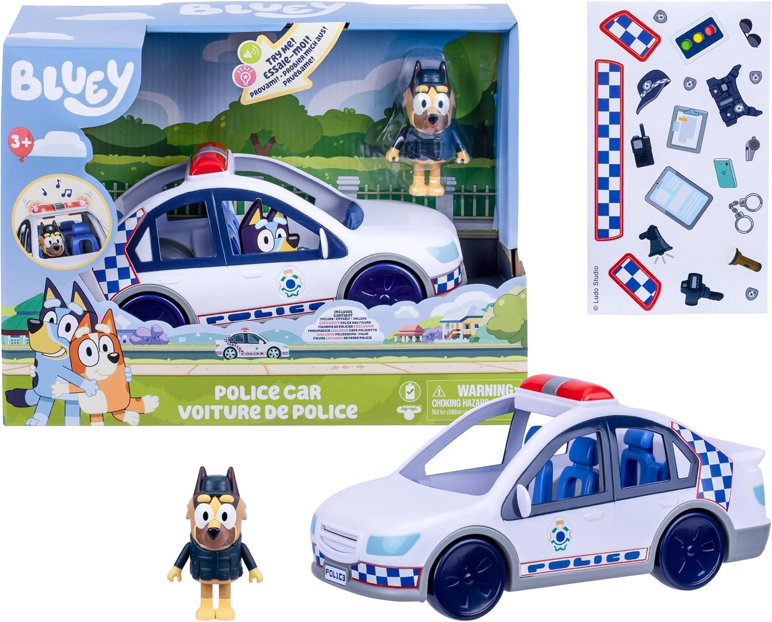 Bluey Poliisiauto Äänellä ja Valolla ja Hahmo