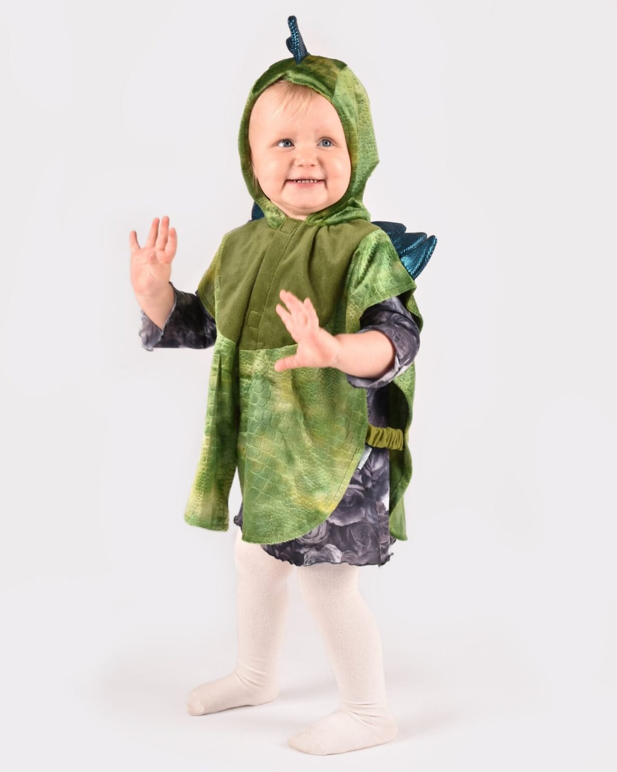 Dinosaurusviitta 86-110cm(1-4v) Tummanvihreä
