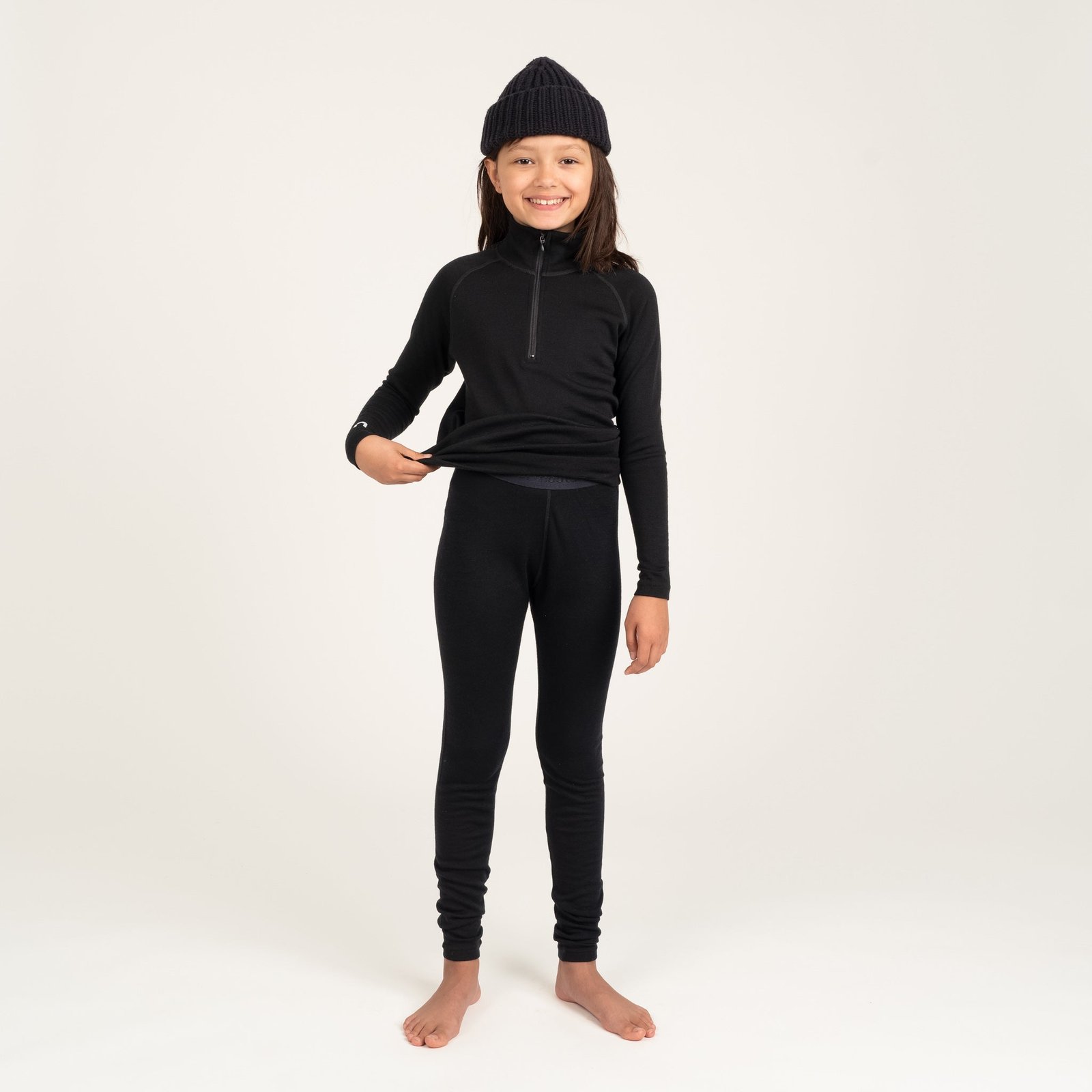 North Outdoor Sensitive 225 Aluskerroksen Merinohousut JR - musta 134-140 koko
