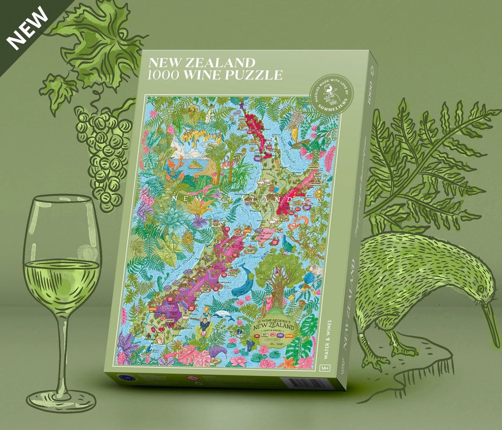 Water And Wines New Zealand, Wine Puzzle, 1000 Palan Viini Palapeli