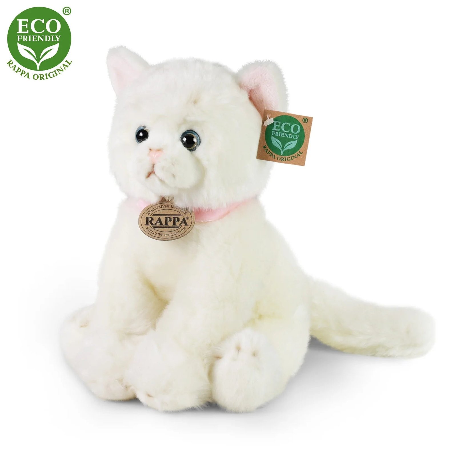 Rappa Eco Friendly Valkoinen Istuva Kissa Pehmolelu 30 cm