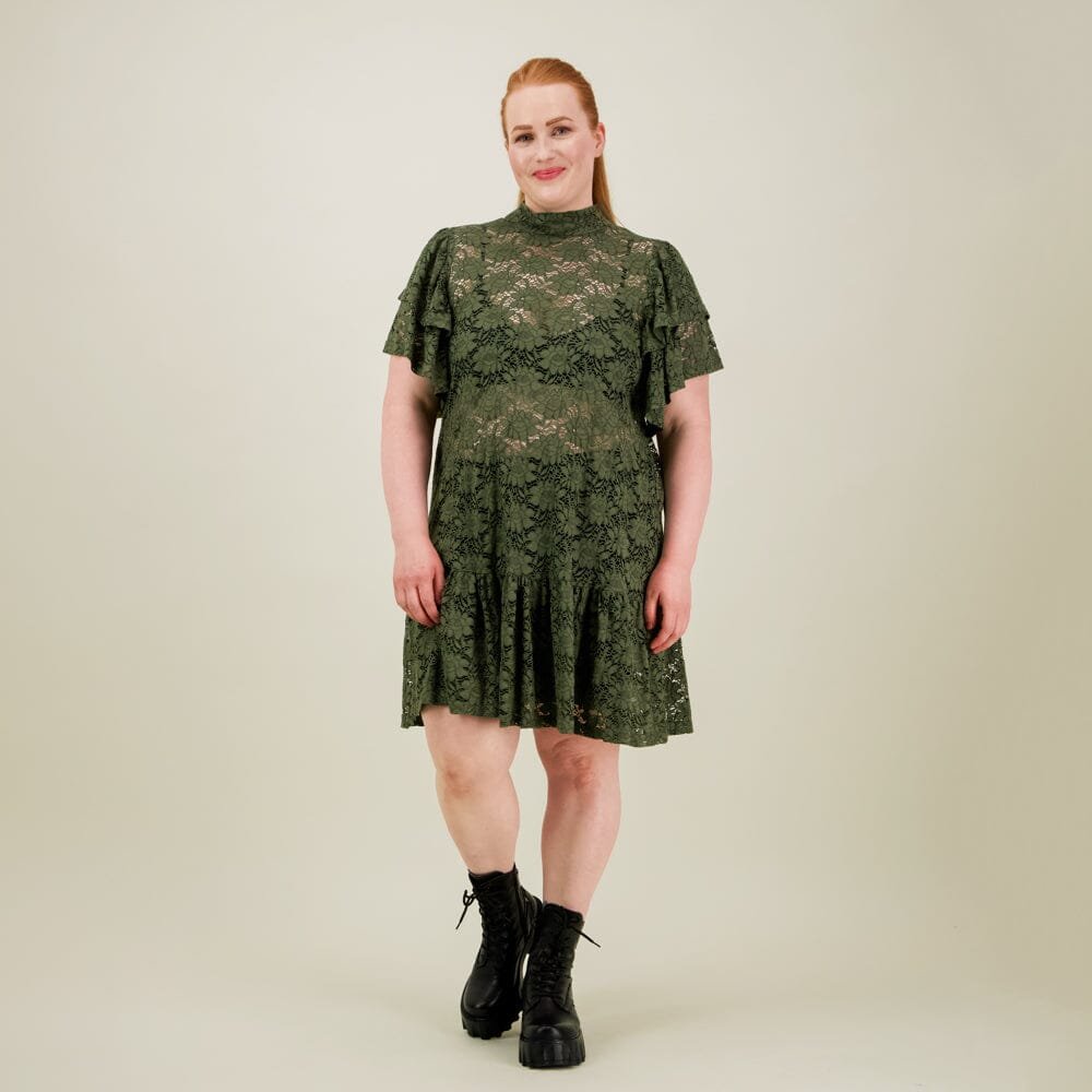 Frill Lace Dress -Pitsimekko | Greenery - L