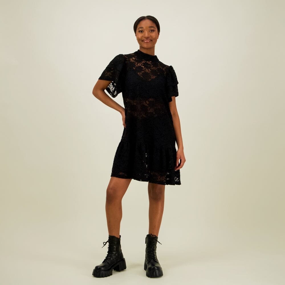 Frill Lace Dress -Pitsimekko | Licorice - L