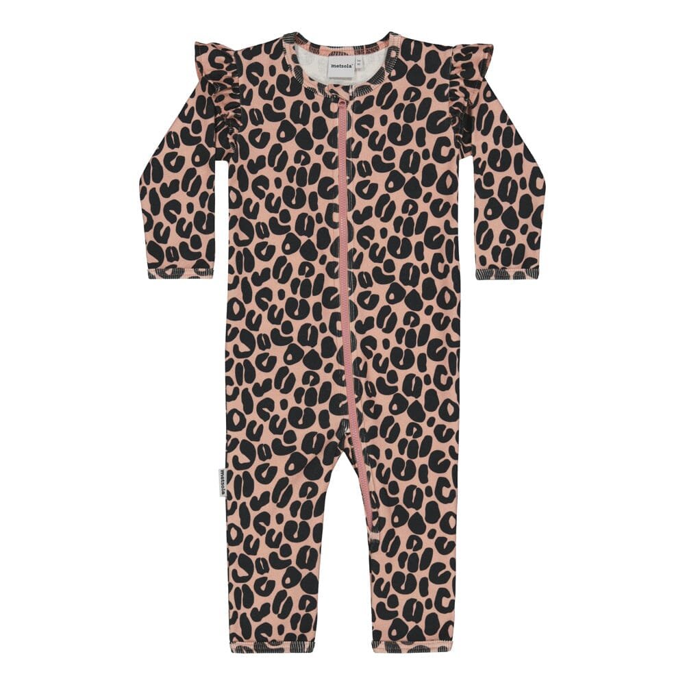 Tinies Rib Frilla Playsuit -Haalari | Dusty Rose - 50/56