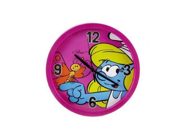 Smurffit seinäkello, pinkki 25 cm