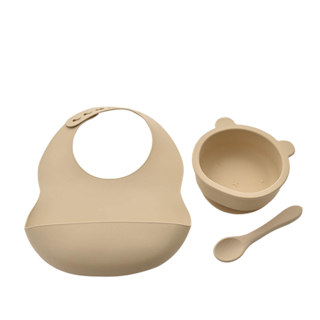 Bambino Bib Bowl & Spoon Natural Silicone Feeding Set