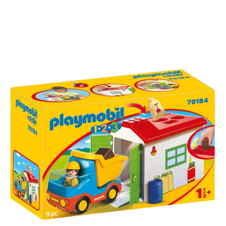 Playmobil 1.2.3 Kuorma-auto Täytettävällä Muotoilulajittelutallilla Leikkisetti