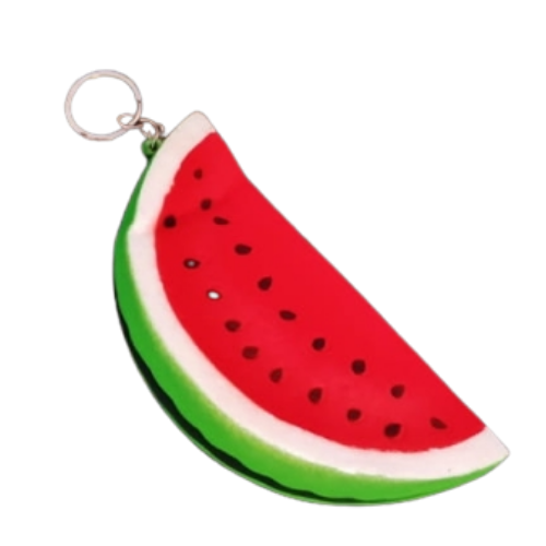 Squishy Watermelon Slice Stress Relief Squeeze Toy With Keychain - 14 × 14 cm